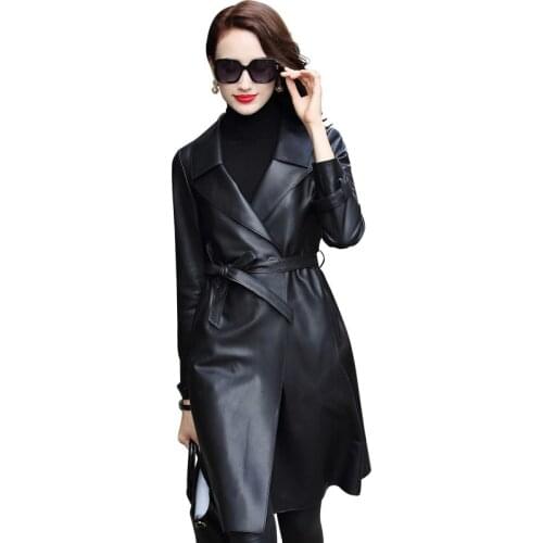 Genuine Leather Jacket Women Long Sheepskin Coat Autumn Winter Windbreaker Womens Leather Jackets 2020 BL2020T866 KJ6156