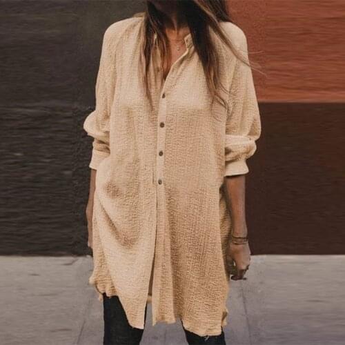 Cotton Linen Solid Loose Womens Shirt Tops Single Breasted Long Sleeve Female Shirts Autumn Fashion Casual Laides Streetwear