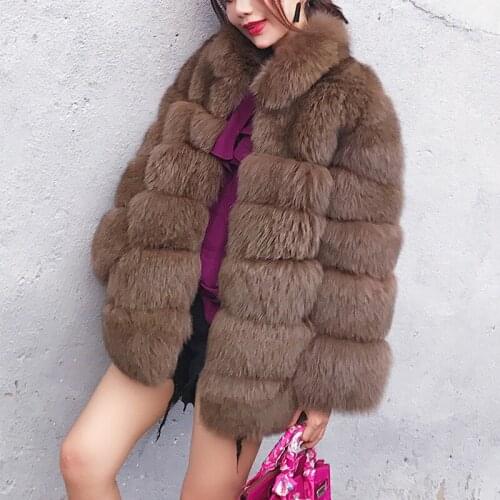 2020 Women Winter New Fashion Faux Fur Coat with Collar Elegant Thick Warm Outerwear Fake Fur Jacket Chaquetas Mujer Street Wear