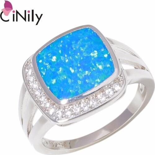 CiNily Created Blue Fire Opal Cubic Zirconia Wholesale 2018 New Style Jewelry for Women Gift Ring Size 7-8 OJ9378