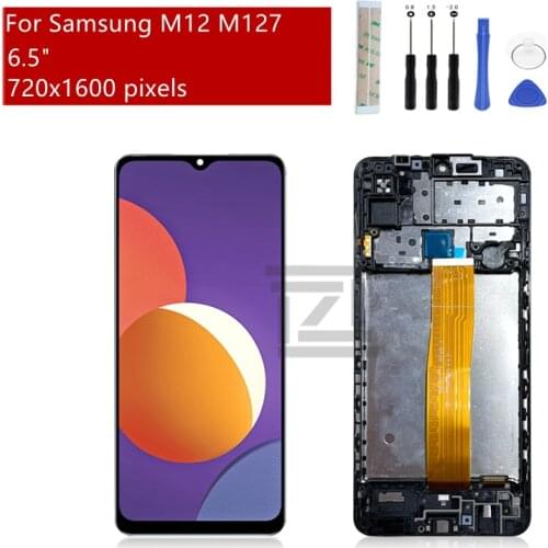 For Samsung Galaxy M127 LCD Display Touch Screen Digitizer Assembly With Frame for Samsung M12 lcd Replacement Repair Parts 6.5"