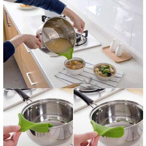 1PC Anti-spill Funnel Multi-function Silicone Slip On Pour Soup Spout Funnel for Pots Pans Bowls Jars Kitchen Creative Tools