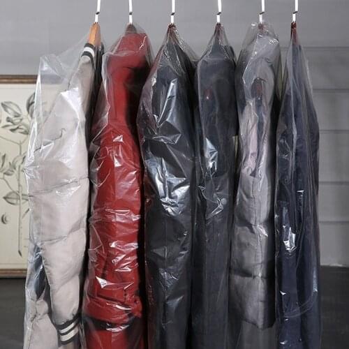10pcs Transparent Plastic Dust Cover Dry Cleaner Disposable Clothes Hanging Bag Clothes Dust Cover Coat Suit Dust Bag 60*150cm