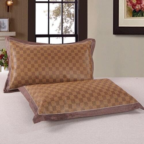 2 Pcs Rattan Envelope Pillowcase Rattan Grass Bamboo Mat Health Pillowcase Summer Ice Rattan Pillowcase Envelope Pillowcase