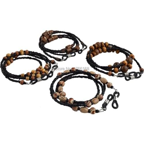 20pcs New Wooden with Plastic beads Sunglasses Lanyard Strap Necklace black Eyeglass Chain Cord