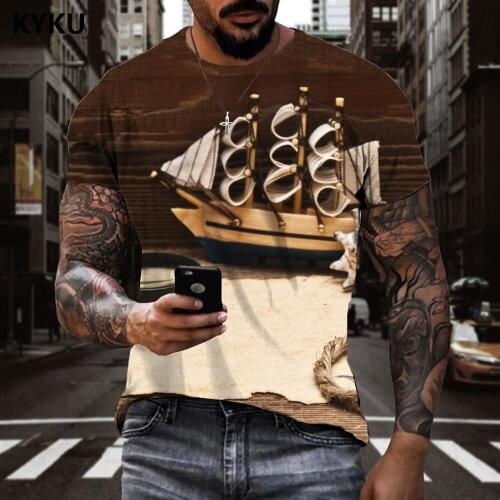 3d Tshirt Compass T-shirt Men Map T-shirts 3d Sail Shirt Print Retro Funny T shirts Short Sleeve Punk Rock Printed Male Tops