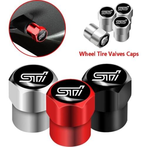 4Pcs STI Logo Aluminum Car Tire Wheel Valve Stem Caps For Subaru Legacy Impreza Forester Mpreza Tribeca XV BRZ WRX Ascent