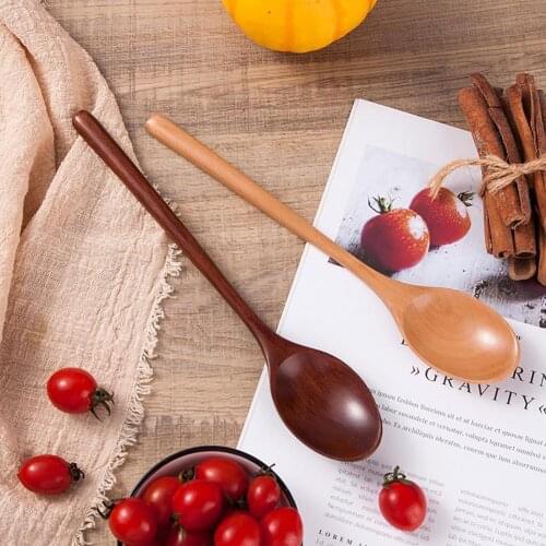 5pcs/10pcs Spoon 14cm 20cm Solid Wood Tableware Spoon Anti-scald Tea Coffee Stirring Spoons Fork