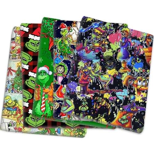 50x145cm Merry Christmas Character Dog Polyester Cotton Sewing Quilting Fabrics Needlework Material DIY Handmade Cloth,1Yc13355