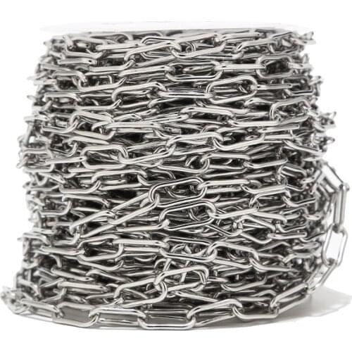 7MM width two color stainless steel Paperclip Chains Links 16x7x1.5mm Metal Cable Necklace Light Gold Plated for Jewelry Making