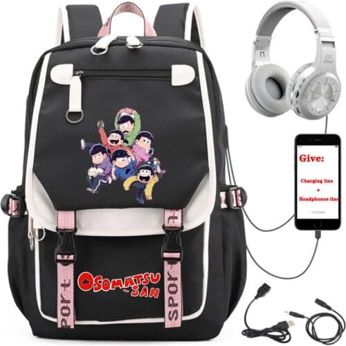 Anime Osomatsu San backpack student School book Bag Women men Travel Backpack USB Charging teenagers Laptop packsack