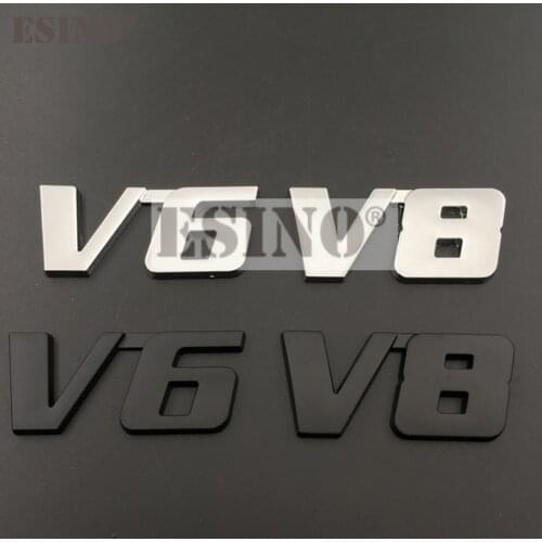 Car Styling 3D V6 V8 Pattern Car Metal Alloy RearTrunk Fender Adhensive Badge Body Tailgate Displaceme Emblem