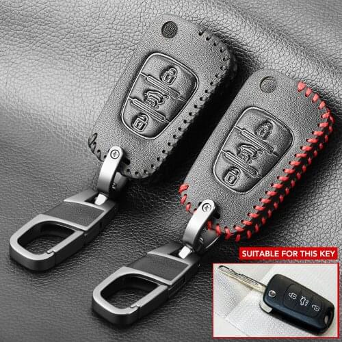 Genuine Leather Car Key Cover Case For Hyundai i20 i30 ix35 Creta Solaris Elantra Accent For Kia Ceed K2 K5 Sportage