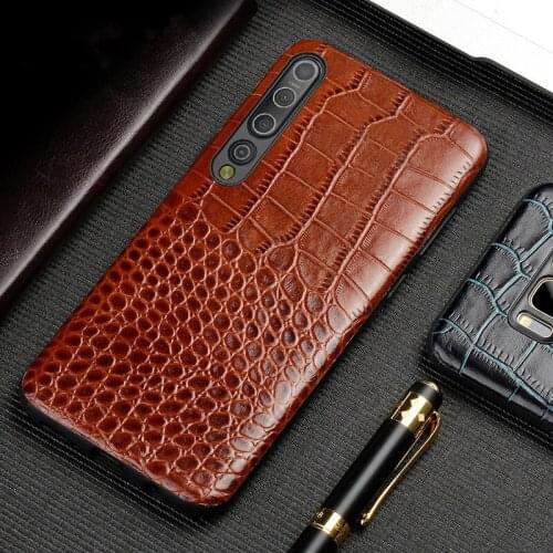 Genuine Cowhide Leather Phone Case for Xiaomi Redmi Note 8 7 6 Pro Mi 10 9 8 Mi CC9 Pro Max 3 2 Redmi K30 K20 Pro Crocodile Case