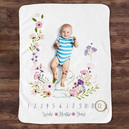 Baby Monthly Record Growth Milestone Blanket Animal Pattern Photography Props