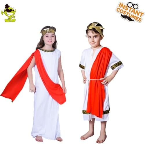 Kids Ancient Roman Caesar Costume Halloween Role Play Fancy Dress Children Christmas Cosplay Roman Robe Costumes