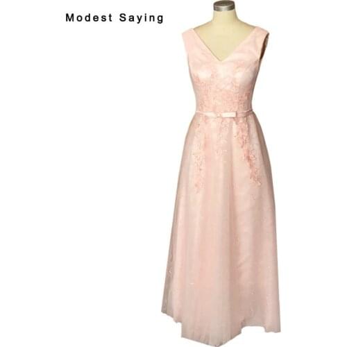 Elegant Pink A-Line V Neck Sequined Lace Evening Dresses 2017 Formal V Back Women Prom Gowns vestido de formatura Summer BE145