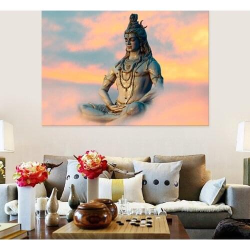 Indian Buddha Meditation Canvas Painting Buddhist Faith Wall Art Poster Home Aesthetic Living Room Decoration Pictures Mural