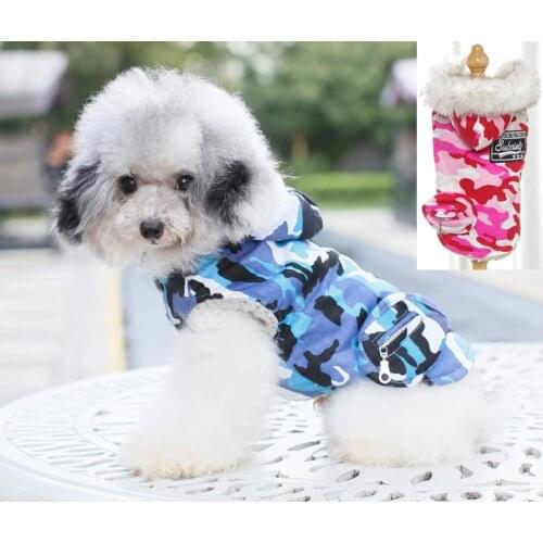 Camouflage XS-2XL Pet clothes Winter thickening warm windpoof Dog coat Hooded vest jacket with pocket pattern pet dog clothing