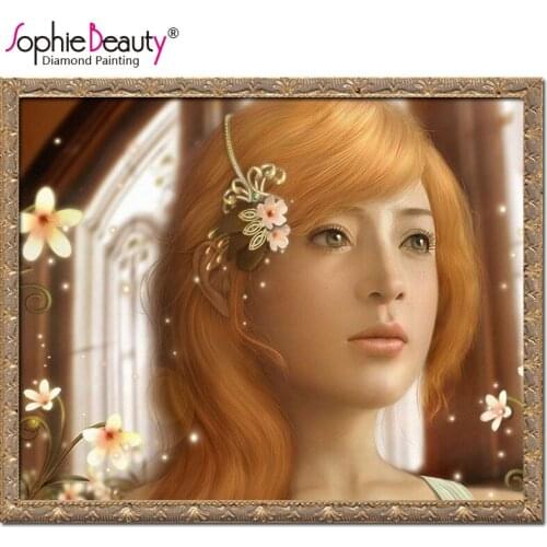 Sophie Beauty Full Square DIY Diamond Embroidery Paintings Rhinestone Pasted Cross Stitch Beautiful Girl Diamond Mosaic Home Art
