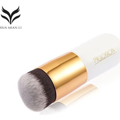 Makeup Brush White Chubby Pier Brush Flat Head Foundation Powder Cream Brush Portable Professional Cosmetic Makeup Brush Tool