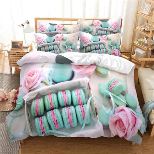 Pink Blue Macaroni Bedding Duvet Cover Set 3d Digital Printing Bed Linen Fashion Design Comforter Cover Bedding Sets Bed Set