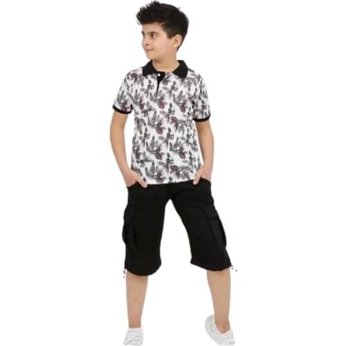 Summer Season Boys Printed Suit Flannel Kids White Colors