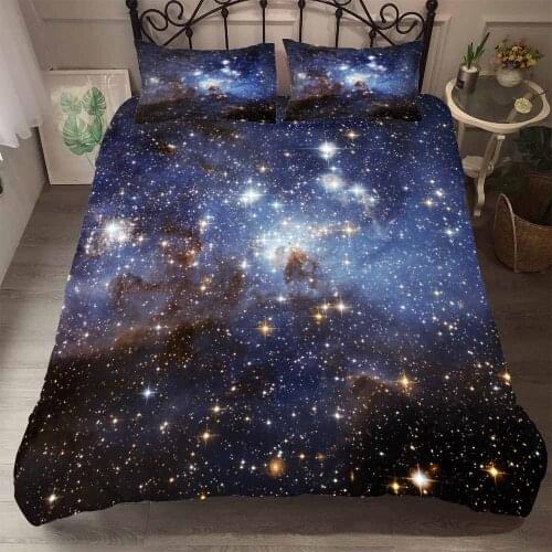 Colorful Galaxy Microfiber Duvet Cover Set Twin Full Queen King Size Bed Linen Set 3D Printed Bedding Pillowcase Set With 2/3pcs