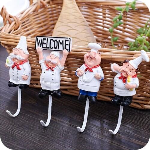Chef Hook Home Resin Personality Chef Strong Wall Nail-Free Kitchen Hook Behind The Door Seamless Storage Hook