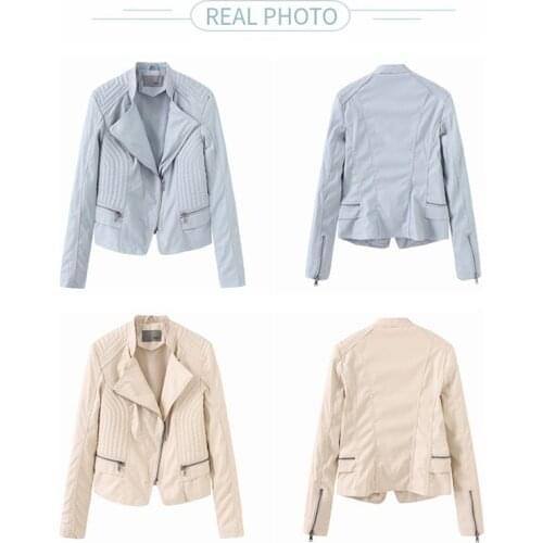 2021 Autumn Women Faux Leather Jacket Ladies Solid With Belt Zipper Biker Coat Female Casual Outwear Drop Shipping