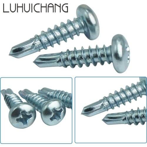 LUHUICHANG 10pcs M4.2 M4.8 Sizes Self-tapping Screws Galvanized Screws Cross Recessed Pan Head Screws for Woodenwork