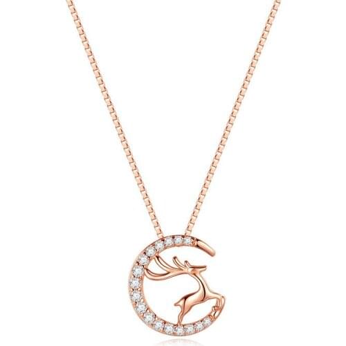 Deer Necklace S925 Silver Necklace Female Necklace European and American Simple Pendant Necklace Jewelry