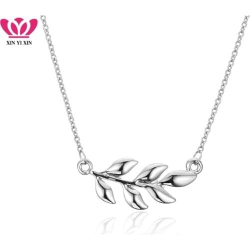 Simple Color leaf Pendant Necklaces for Women Elegant Wheat Short Chain Collier Trendy Jewelry 2019 European Fashion Necklaces