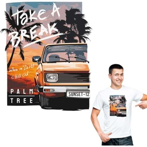Palm Tree Thermal Patches Heat Press Appliqued Stickers A-Level Washable T-Shirt Dresses Patches Easy Print By Household Irons