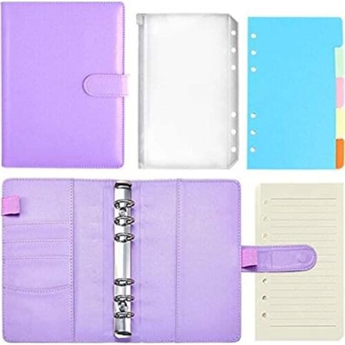 47 Pcs of A6 PU Leather Notebook Binder Set,of Color Page Paper,Binder with Magnetic Clasp,for Internal Filling Paper