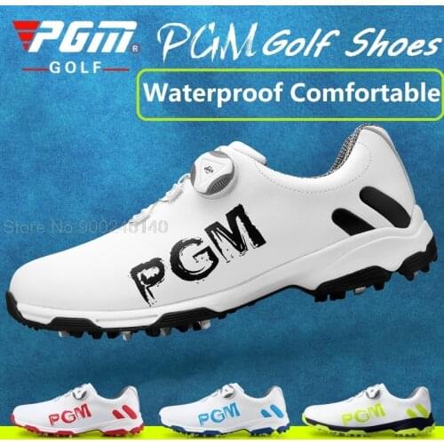 Pgm MenS Golf Shoes Waterproof Golf Shoes For Men Knobs Buckle Shoes Mesh Lining Breathable Anti-Slip Sneakers Non-Slip Trainer