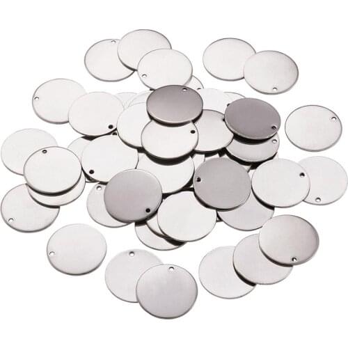 50Pcs 304 Stainless Steel Pendants Flat Round Stamping Blank Tag Charms Pendants For DIY Bracelet Necklace Jewelry Making 23x1mm
