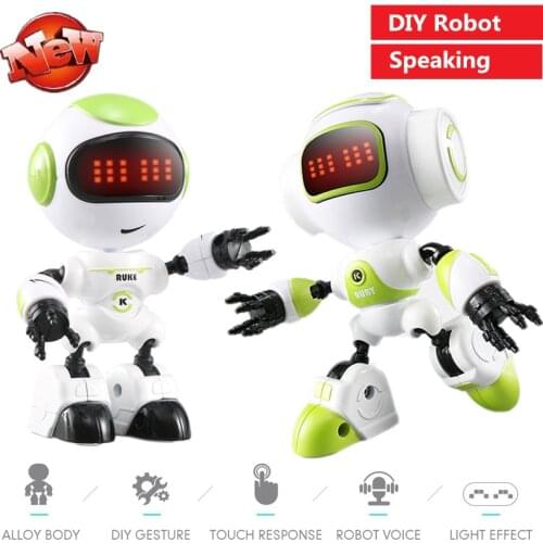 Touch Sensing LED Eyes RC Robot Smart Voice Gesture Control Robot Toy DIY Robot Speaking Rotation Toys For Boys kid Adults gifts