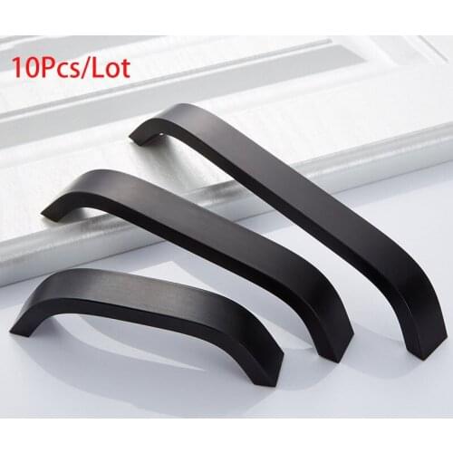 Kitchen Cabinet Knobs Handles Black Furniture Handle for Cabinet Drawer Pulls Aluminum Alloy Handle 96/128/160mm