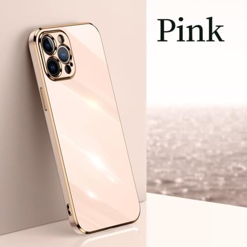 Luxury Cute Square Plating Silicone Phone Case For iPhone 13 12 11 Pro XS max SE XR 8 7 6 Plus Ultra-thin Lens Protection Funda
