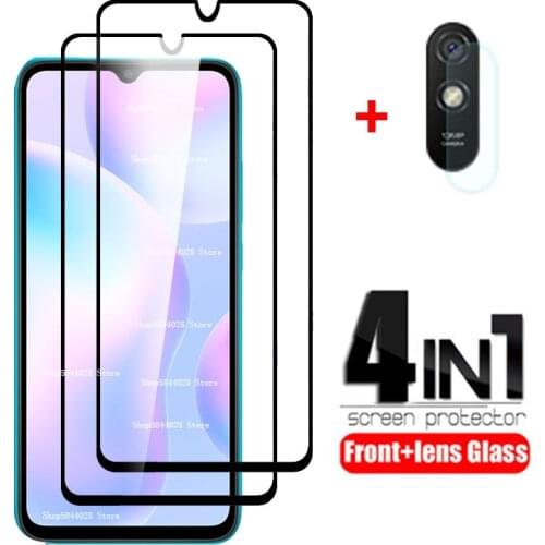 4-in-1 For Xiaomi Redmi 9A Glass For Redmi 9A Tempered Glass Screen Protector For Redmi Note 9 S 8 Pro Redmi 8 9 A C Lens Glass