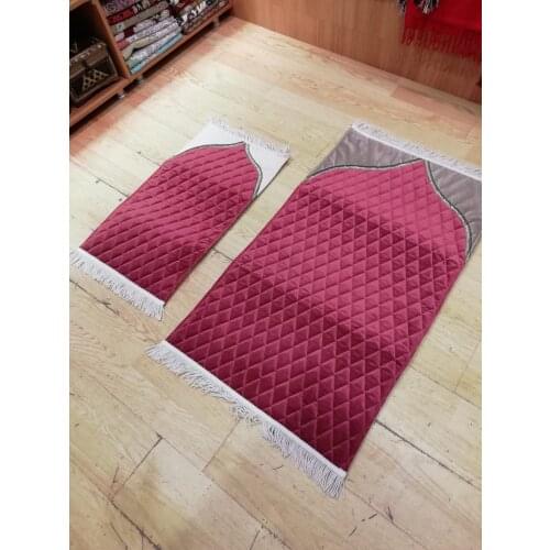 Super Soft Lux Prayer Mat Seccaadeh Set ,Parents-Kids Islamic Education Praying Rug Set