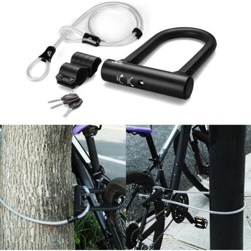 U-Shaped Steel Cable Lock Electric Bicycle Anti-theft Heavy Duty Steel Security Bike Lock Cycling Equipment Motorcycle Lock