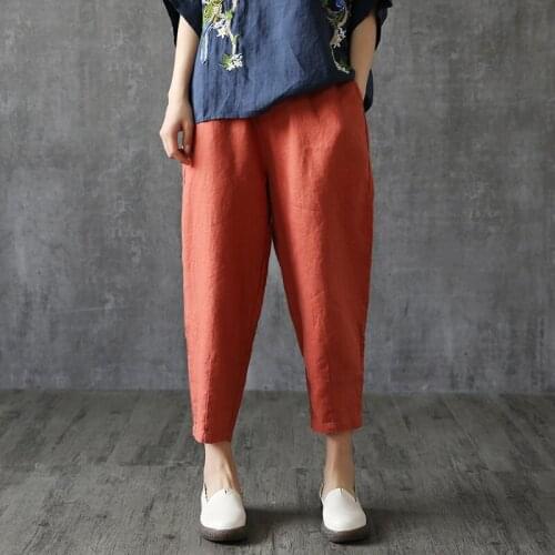Vintage Pants Capri 2020 Summer Harem Pants Solid Color Cotton Linen Bottoms Online Chinese Store Ethnic Chinese Trousers 10264