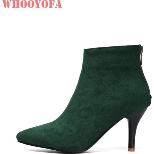 Winter Brand New Elegant Green Brown Women Ankle Dress Boots High Heels Lady Shoes WA191 Plus Big Small Size 30 10 45 48