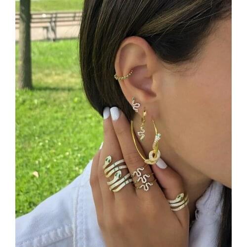 New arrived 925 Sterling silver snake climber earring for women cute animal cz paved high quality gold filled vermeil jewelry