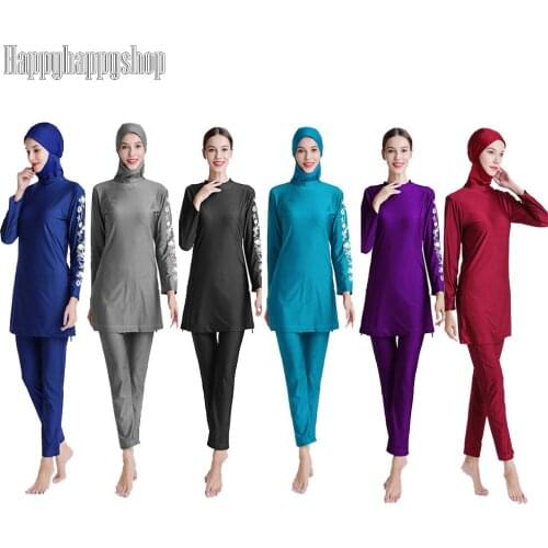 Womens Muslim Islamic Plus Size Swimwear Swimsuit Full Body Hijab Burkinis Suit Arab Jewish Modesty Beachwear Bathing Costume