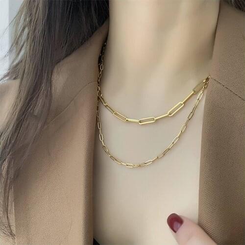 Gold Necklace Choker Chain Woman Jewelry Fashion Titanium Steel Accessories Fade Hypoallergenic Fashion Jewelry gifts