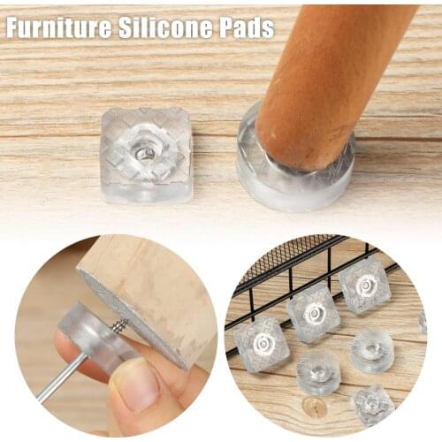 10pcs Rubber Clear Non-slip Chair Leg Caps Feet Silicone Pads Sofa Foot Covers Furniture Legs Floor Protector Pad with Screws