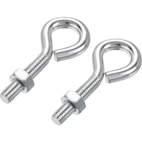 Uxcell M10x50mm Eye Hooks Screws Bolts Kit Carbon Steel Hanger Eyelet Hooks Screw 2 Pcs